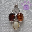 Baltic Amber Sterling Silver Pendant cognac honey butterscotch droplets