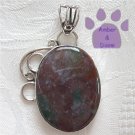 Bloodstone Sterling Silver Oval Pendant