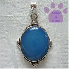 Blue Chalcedony Sterling Silver Pendant oval