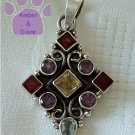 Gemstone Sterling Silver Pendant citrine, garnet, amethyst, blue topaz