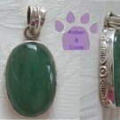 Green Quartz Oval Sterling Silver Pendant Detailed Bezel