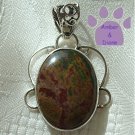 Jasper Oval Sterling Silver Pendant in a silver filigree frame