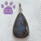 Laboradorite Sterling Silver Pendant Teardrop in a simple silver frame