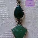 Malachite and Green Quartz Sterling Silver Pendant