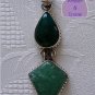Malachite and Green Quartz Sterling Silver Pendant