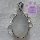 Mother of Pearl Oval Sterling Silver Pendant in a filigree frame