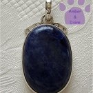 Sodalite Sterling Silver Pendant oval midnight blue mottled
