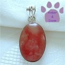 Cherry Quartz Sterling Silver Pendant swirling pink oval