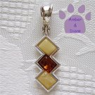 Baltic Amber Sterling Silver Pendant butterscotch and honey rectangles