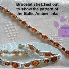 Baltic Amber Sterling Silver Bracelet Honey double oval links TR1299