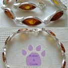 Baltic Amber Sterling Silver Bracelet Honey marquise links