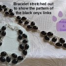 Black Onyx Sterling Silver Bracelet oval links intricate design