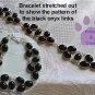 Black Onyx Sterling Silver Bracelet oval links intricate design