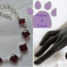 Bordeaux Tourmaline Sterling Silver Bracelet red square links