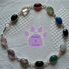 Multi-Gemstone Sterling Silver Bracelet oval links 7.5 inches TR1312