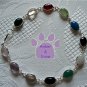 Multi-Gemstone Sterling Silver Bracelet oval links 7.5 inches TR1312