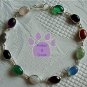 Multi-Gemstone Sterling Silver Bracelet oval links 7.5 inches TR1311