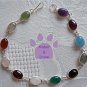 Multi-Gemstone Sterling Silver Bracelet oval links 7.5 inches TR1310