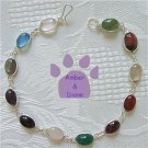 Multi-Gemstone Sterling Silver Bracelet oval links 7.5 inches TR1308