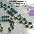 Turquoise Sterling Silver Bracelet oval links intricate design TR1316