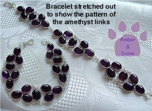 Violet Amethyst Ovals Sterling Silver Bracelet delicate design