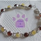 Amber Sterling Silver Bracelet Honey and Butterscotch round links