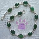 Green Onyx Sterling Silver Bracelet oval links 7.5 inches TR1402