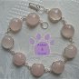 Rose Quartz Sterling Silver Bracelet round links 7.5 inches