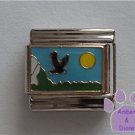 Eagle in flight Italian Charm against the sky and sun