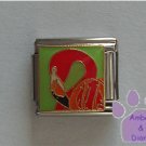 Flamingo Italian Charm deep pink flamingo on green