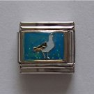 Sea Gull or Pigeon Italian Charm on a Blue Glitter background