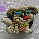 Brown and Cream Dog in T-shirt and sunglasses shoe or clog charm for Crocs