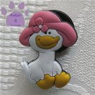 Duck shoe or clog charm for Crocs with pink hat