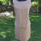 Vtg 60's  Mod 2-pc Woven Rayon sleeveless Dress sz 8-10