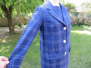 Vtg 50s blue plaid 3-pc rayon-cotton Suit  sz 6-8 Calif