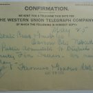 Confirmation for a Western Union Telegraph - Carson City NV - 1905