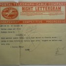 Postal Telegraph-Cable Company Night Lettergram 1911