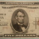 1929 $5 First National Bank in Wichita KS, Type II
