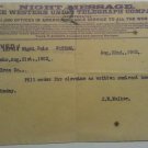 1903 Western Union Telegraph Night Message