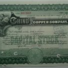 1921 Chino Copper Company stock certificate