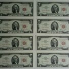 1963A $2 Legal Tender Consecutive Notes (8 in all)
