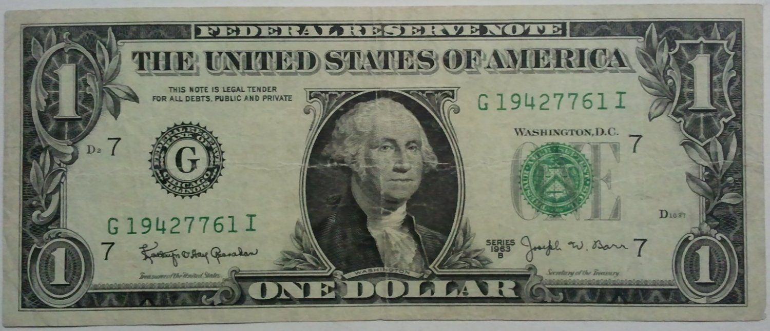 1963B Federal Reserve Barr note - FINE condition