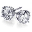 Genuine .46 ct ROUND DIAMOND STUD 14K WG EARRINGS SI2 I