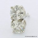 Genuine 1 ct Round DIAMOND Stud 14K WG Earrings SI2 H