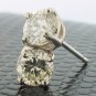 Genuine 1 ct Round DIAMOND Stud 14K WG Earrings SI2 H