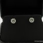 Genuine 1 ct Round DIAMOND Stud 14K WG Earrings SI2 H