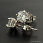 Genuine 1 ct Round DIAMOND Stud 14K WG Earrings SI2 H