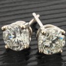 1 CARAT DIAMOND STUD EARRINGS SI H-I COLOR ROUND 14ktwg