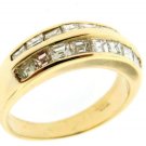 1 Ct LADIES DIAMOND BAND RING 18K YELLOW GOLD PRINCESS