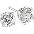 1 CT DIAMOND STUD EARRINGS SI H-COLOR ROUND WHITE GOLD